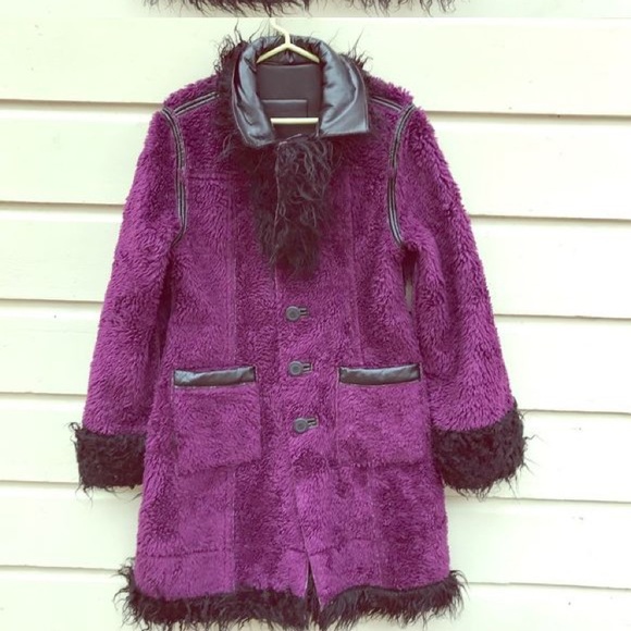 ISO Tripp nyc purple shag black fur coat jacket